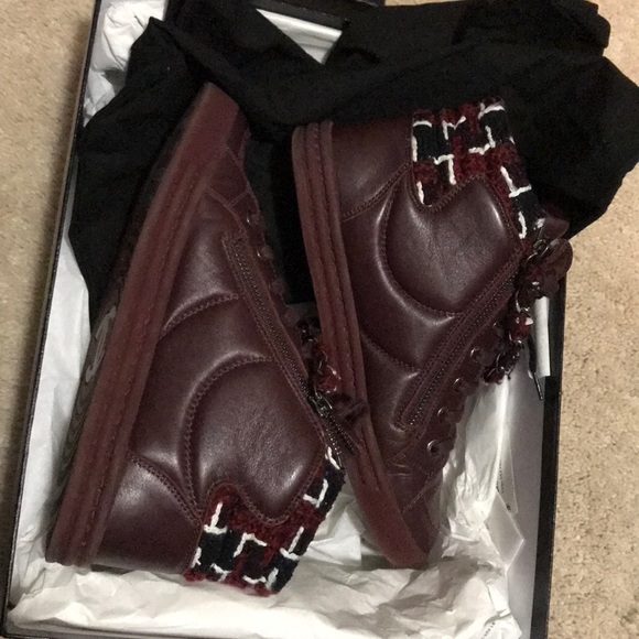 Chanel burgundy tweed CC logo 2x Zip chain - Picture 5 of 7